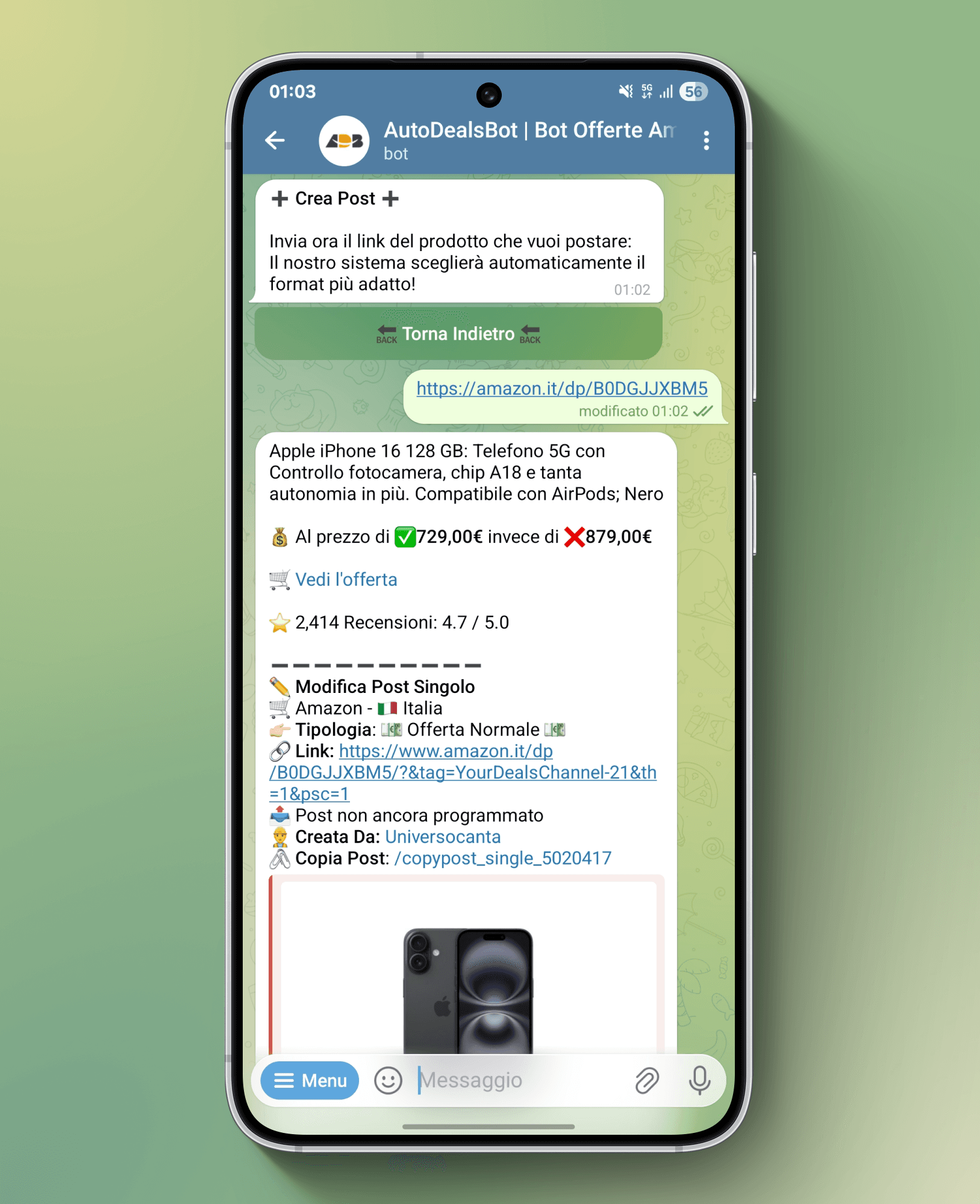 Post manuale offerta AliExpress su Telegram con AutoDealsBot