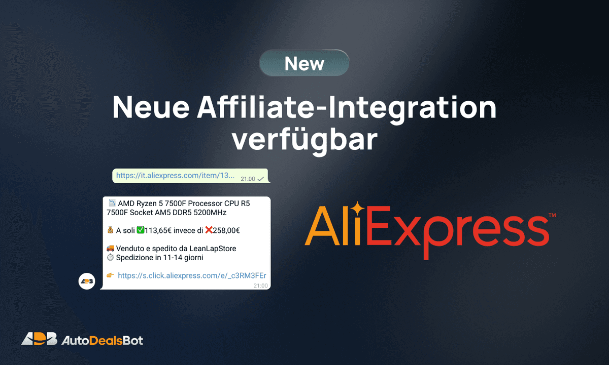 AliExpress ist jetzt auf AutoDealsBot verfügbar