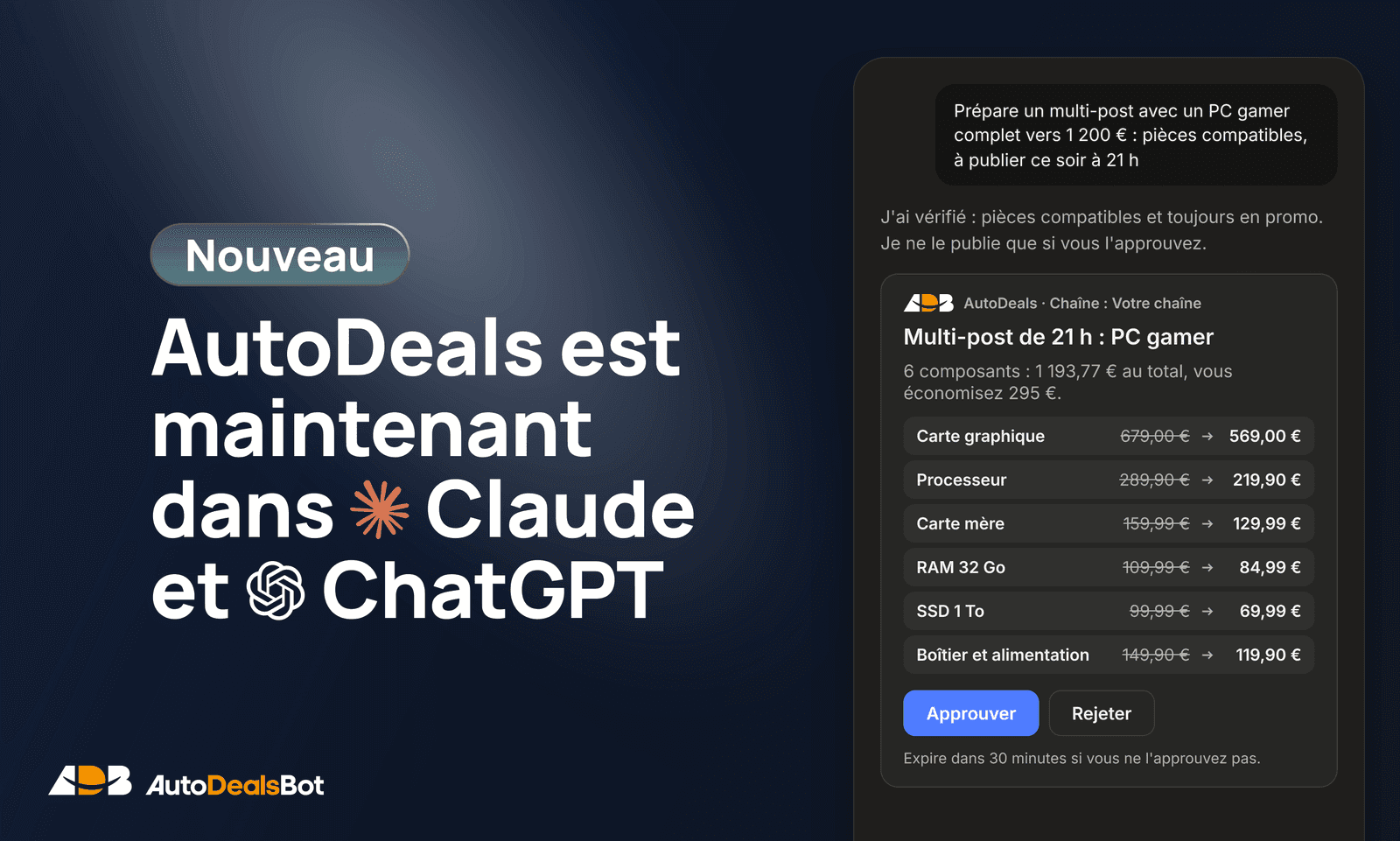 AutoDeals est maintenant dans Claude et ChatGPT