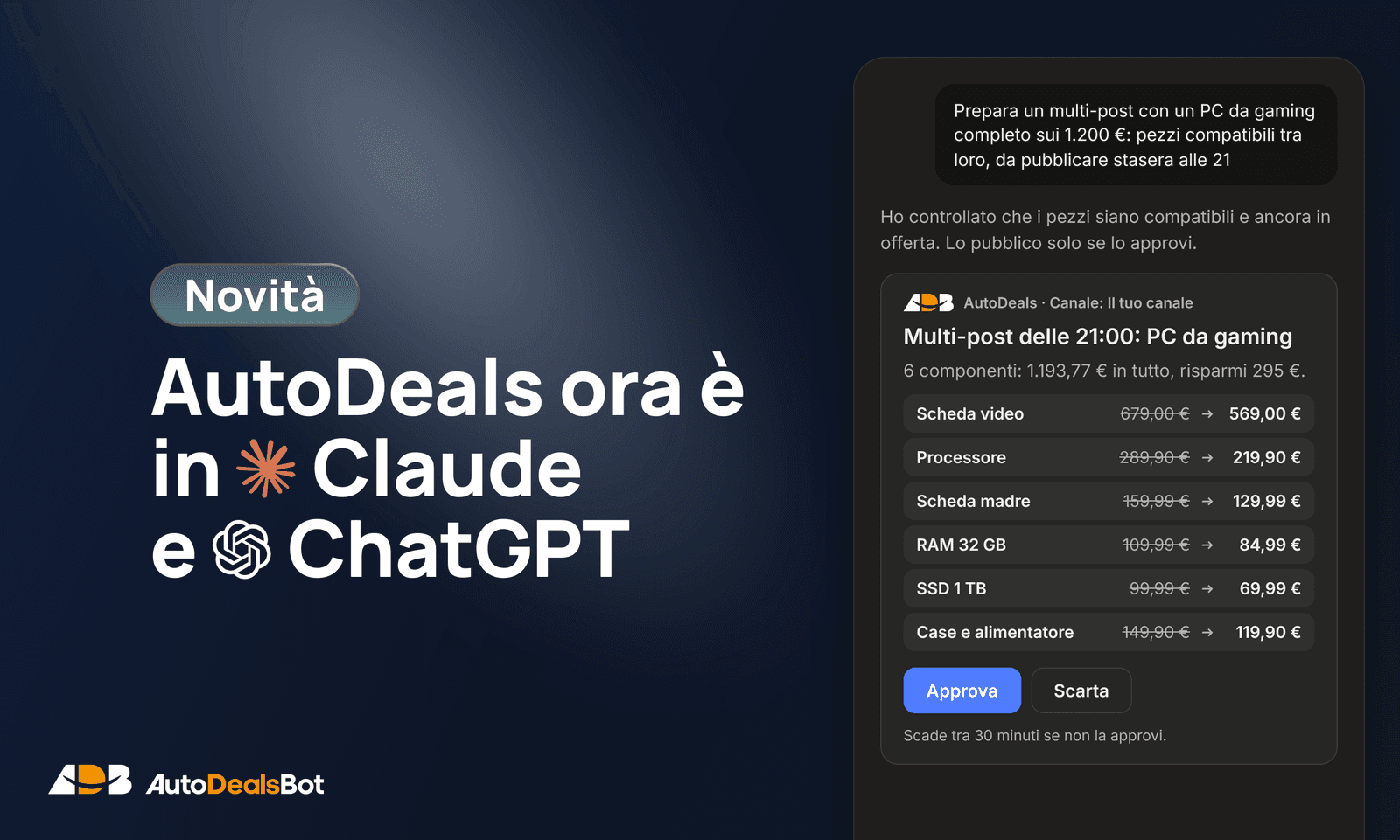 AutoDeals ora è in Claude e ChatGPT